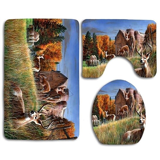 Buy Autumn Respite Does Buck Deer 3 Piece Bathroom Rugs ...