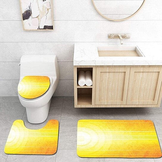 bright yellow bathroom rugs