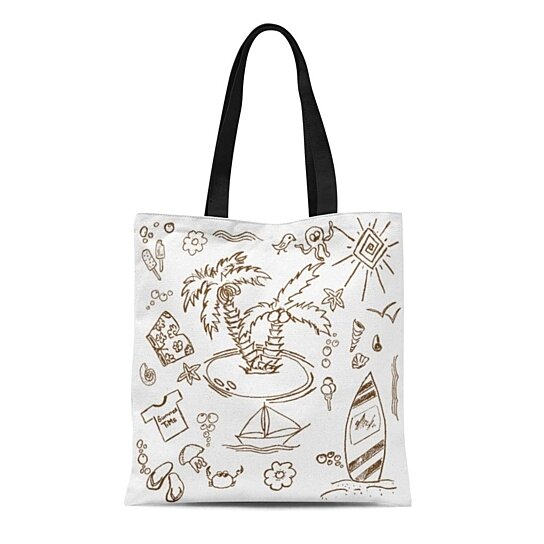 Buy Canvas Bag Resuable Tote Grocery Shopping Bags Sketch Full Page of ...