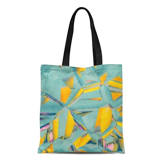Buy Canvas Tote Bag Blue Artistic Vivid Teal and Yellow Modern Abstract ...