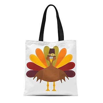 Happy Thanksgiving Turkey Grocery Travel Reusable Tote Bag 