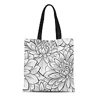 Tote Bags Vector Monochrome Floral Seamless Pattern Different Travel Totes Bag Fashion Handbags Shopping Zippered Tote For Women Waterproof Handbag