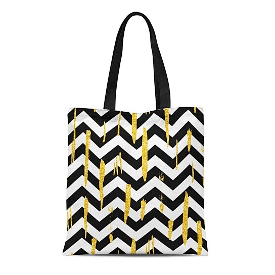 yellow bag with black stripe