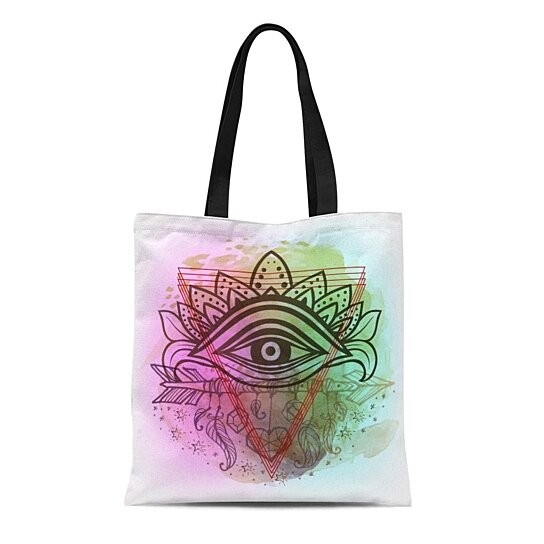Boho Grocery Bag Mandala Shoulder Bag Rainbow Mandala Tote Bag Black Reusable Bag Boho Cloth Bag Mandala Grocery Bag Black tote bag