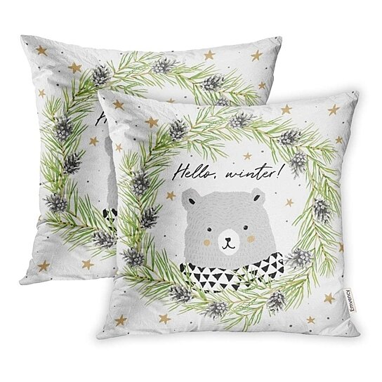 A Off White with Gray Bear Cushion 
