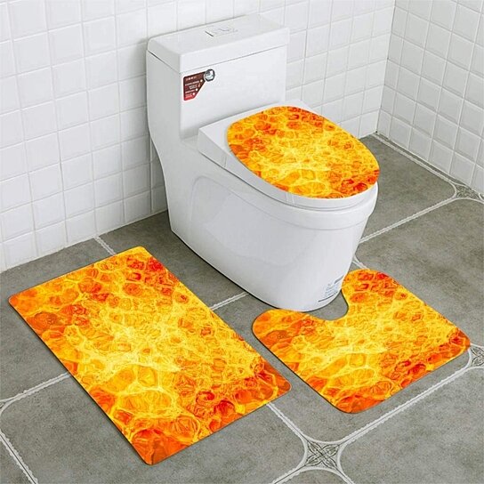 Buy Eruption Volcano hot Lava Texture 3 Piece Bathroom Rugs Set Bath ...