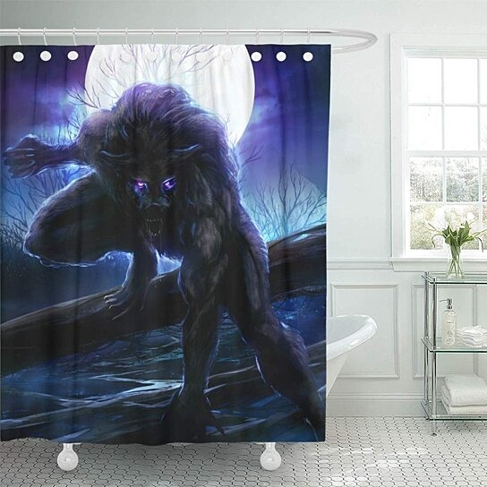 Buy Fantasy Werewolf Angry Illustration Night Forest Background Art Beast Shower Curtain 60x72 Inch By Andrea Marcias On Dot Bo