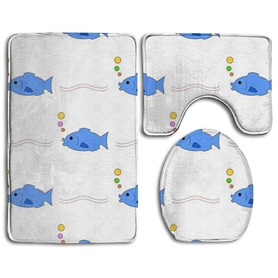 Buy Free Fish 3 Piece Bathroom Rugs Set Bath Rug Contour Mat And Toilet Lid Cover By Andrea Marcias On Dot Bo