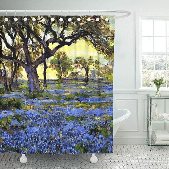 Buy Julian Onderdonk Old Live Oak And Bluebonnets Fine Painting Shower Curtain 60x72 Inch By Andrea Marcias On Dot Bo