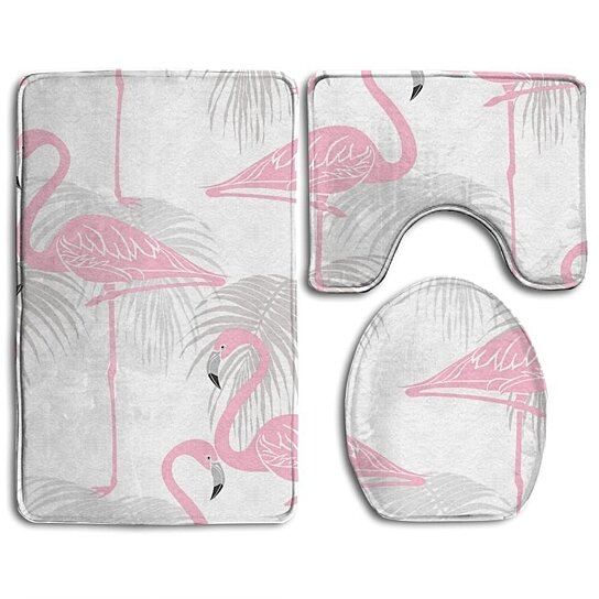 Buy Light Pink Flamingo 3 Piece Bathroom Rugs Set Bath Rug ...