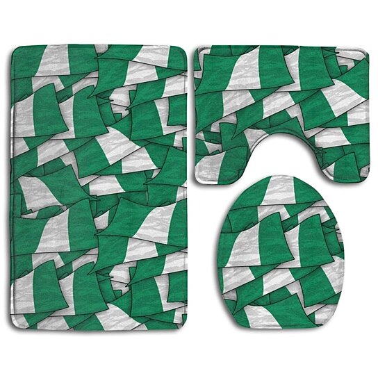 Buy Nigeria Flag Wave Collage 3 Piece Bathroom Rugs Set Bath Rug Contour Mat And Toilet Lid Cover By Andrea Marcias On Dot Bo