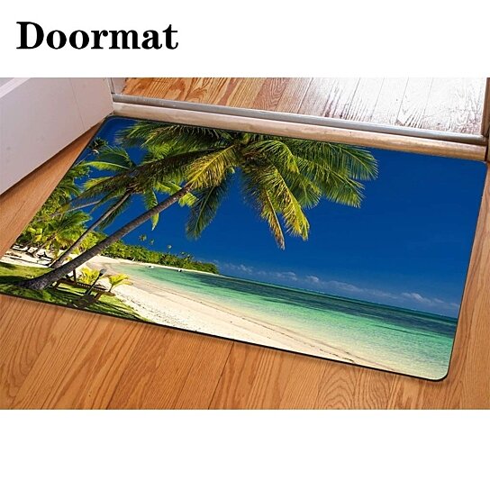 palm tree bath mat set