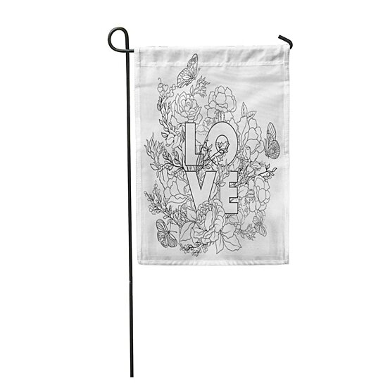 Buy Rose Flower Word Love Outline Drawing Coloring Page Book Garden Flag Decorative Flag House Banner 28x40 Inch By Andrea Marcias On Dot Bo