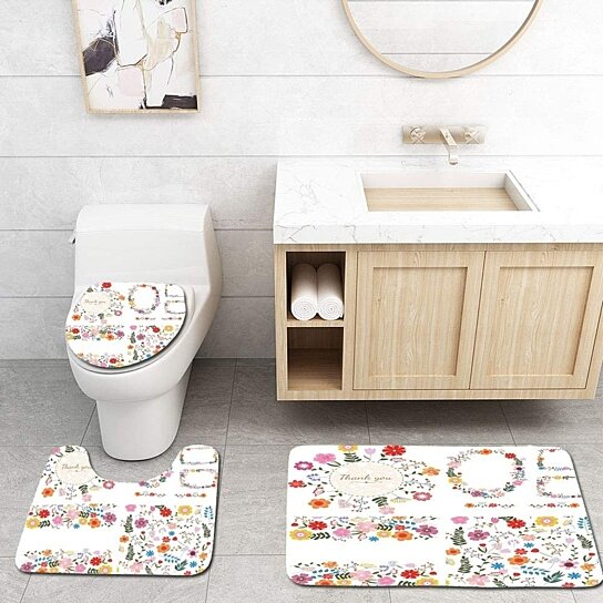 Buy Set Floral s Spring and Summer Flowers 3 Piece Bathroom Rugs 