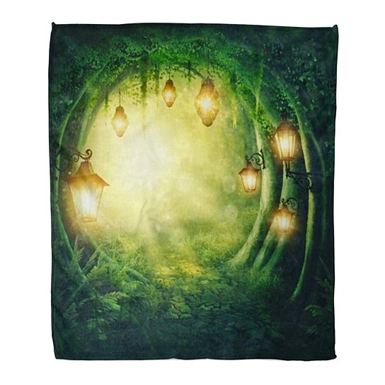 InterestPrint Road in a Magic Dark Forest Bed Sofa Couch Travel Quilt for All Season Throw Blanket 40x50 