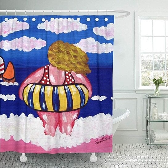 Buy Women Inner Beach Diva Colorful Whimsical Girlfriends Bbw Shower Curtain 66x72 Inch By Andrea Marcias On Dot Bo