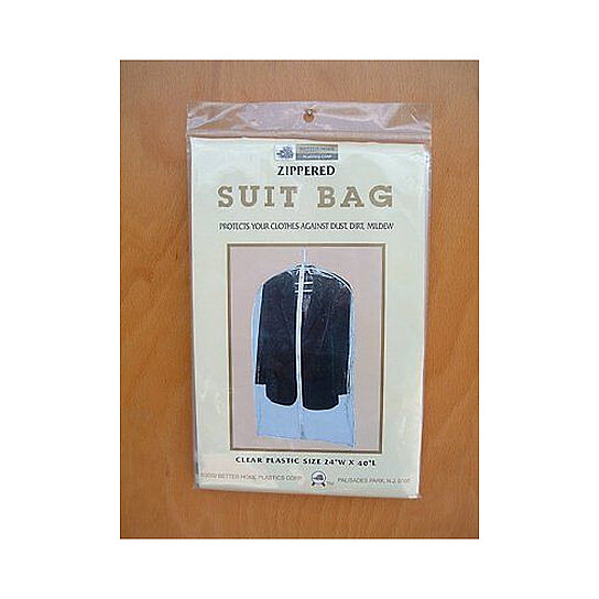 3-Pack: Clear Plastic Zippered Suit Bags