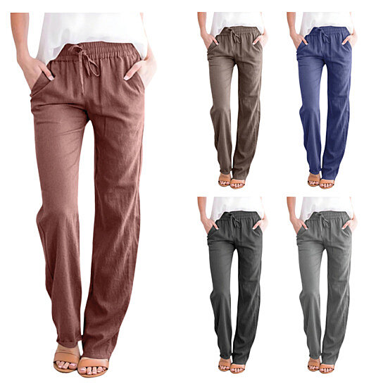 Buy 2-Pack Women's High Waist Summer Trouser Pants Casual Loose