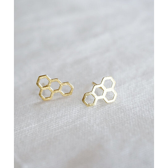 minimalist honeycomb earrings