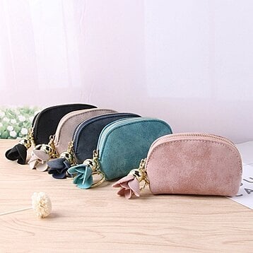 Womens Lady Card Coin Key Holder Zip Faux Leather Wallet Pouch Bag