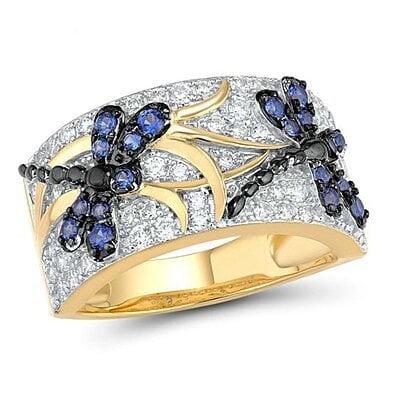Women Ring Dragonfly Rhinestones Jewelry Plated Bright Luster Ring for Daily Wear