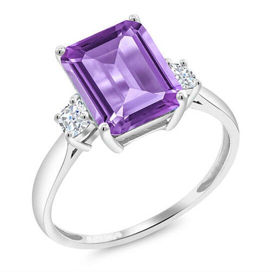 Buy 18k White Gold Plated Princess Cut Amethyst Cz Ring By Bedazzled Bijou On Opensky