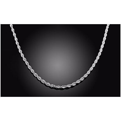 Solid Italian Diamond Cut Sterling Silver Rope Chain in Sterling Silver