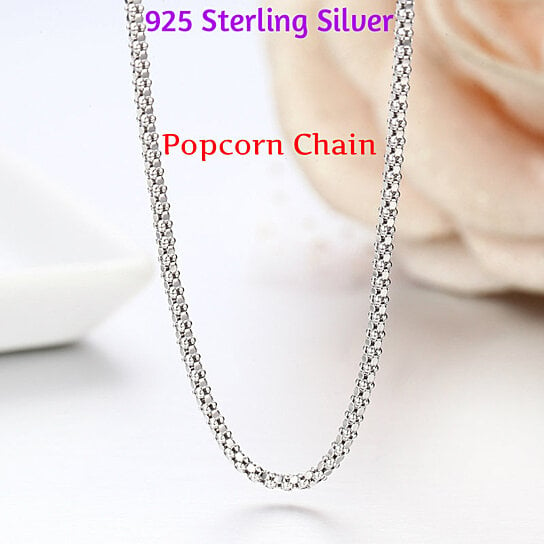 18" Italian Two-Tone Popcorn Coreana Chain Necklace 14K Yellow Gold Clad Silver 