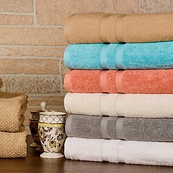 Bibb Home 6 Piece Solid Egyptian Cotton Towel Set