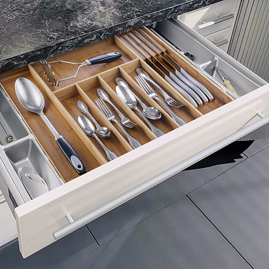 Buy Bamboo Expandable Kitchen Drawer Organizer Cutlery Tray 2