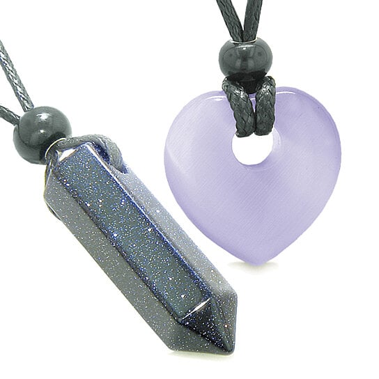 Buy Yin Yang Crystal Point Heart Donut Love Couple Blue Goldstone Purple Simulated Cats Eye Amulet Necklaces By Bestamulets On Opensky