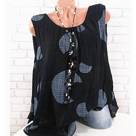 Buy Printed Loose Round Neck Sleeveless Vest by BestChoose on OpenSky