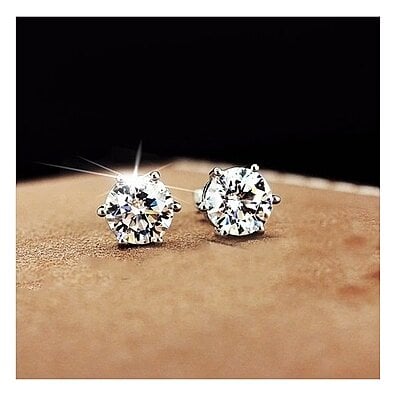 .925 Sterling Silver 2 Carat Cubic Zirconia Studs
