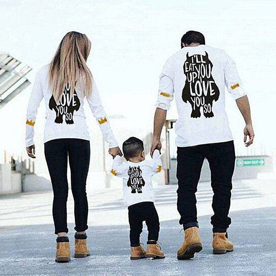 Buy Fashion Family Matching T-shirt Father Mother Son Daughter Cartoon  Monster Top by Bluelans on OpenSky