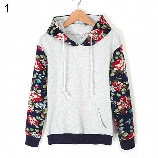 Buy Fashion Lady Casual Long Sleeve Patchwork Floral Loose Sports ...