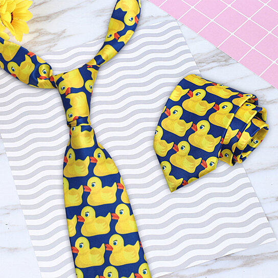 AB_ Cartoon Yellow Duck Mens Necktie Business Suit Tie Neckwear Accessories Reli
