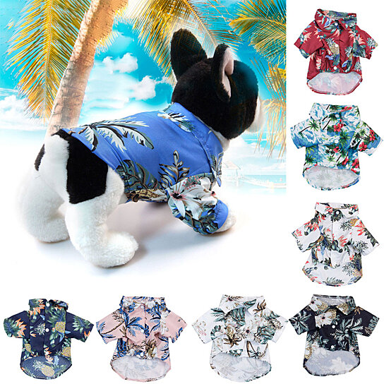 Coconut Pet Clothes Beach Breathable Dog Shirts Summer Hawaiian Pet Shirts 