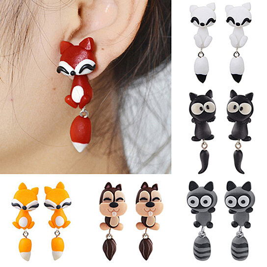 Buy Women's Polymer Clay Animal Earrings Cute Cartoon Cat Ear Studs Earbobs  Jewelry by Bluelans on OpenSky
