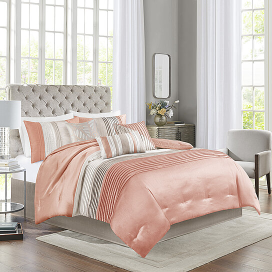 Buy Madison Park Amherst Piece Comforter Set Queen Coral By Boudoir Bedding And Linen On