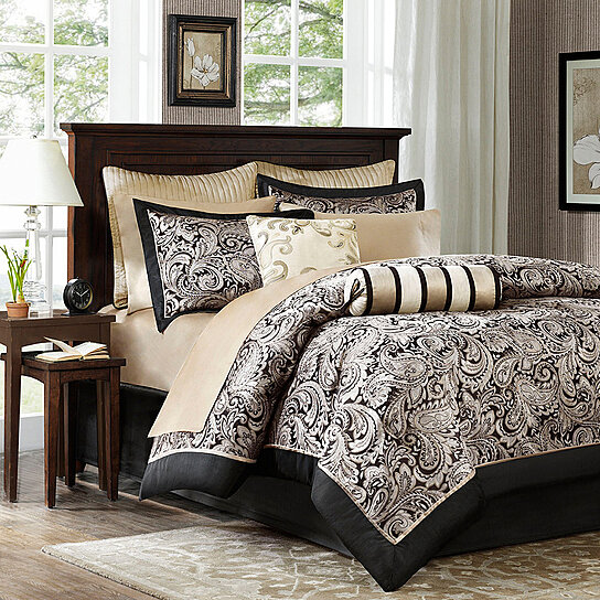 Buy Madison Park Aubrey Piece Jacquard Complete Bed Set Queen Black By Brite Star Bedding