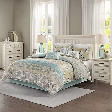 Buy Madison Park Cotton Sateen Printed 7 Piece Comforter Set with