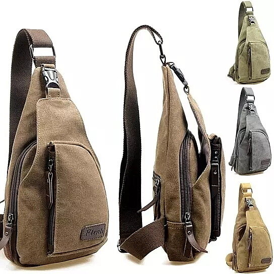 Ltrotted Outdoor Sports Casual Canvas Unbalance Backpack Crossbody Sling Shoulder Bag With USB jack 