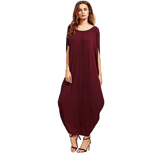 Buy Women's Boho One Off Shoulder Caftan Sleeve Harem Maxi Dress by ...
