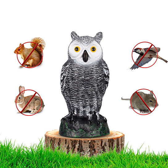 Ultimate Scarecrow Owl Decoy Statue Fake Owl Outdoor Pest & Bird Deterrent 