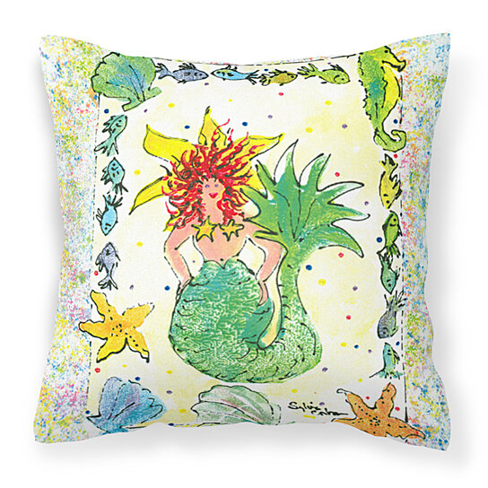 14Hx14W Carolines Treasures 8082PW1414 Mermaid Decorative Canvas Fabric Pillow Multicolor