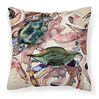 Multicolor 14Hx14W Caroline's Treasures 8147PW1414 Crab Decorative Canvas Fabric Pillow 