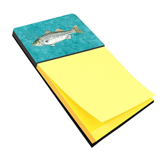 Multicolor Carolines Treasures Striped Bass Fish Refillable Sticky Note Holder or Postit Note Dispenser 3.25 by 5.5