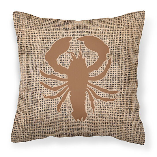 18H x18W Caroline's Treasures BB1015-BL-BN-PW1818 Lobster Burlap and Brown Canvas Fabric Decorative Pillow BB1015 Multicolor 
