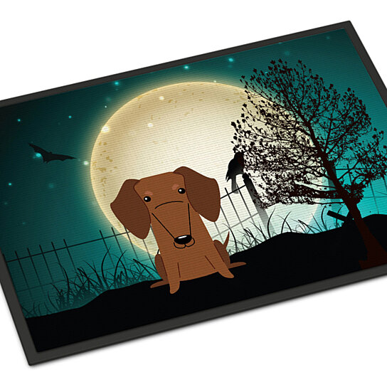 Caroline's Treasures BB2320JMAT Halloween Scary Dachshund Red Brown Indoor or Outdoor Mat 24x36 Multicolor 24H X 36W 