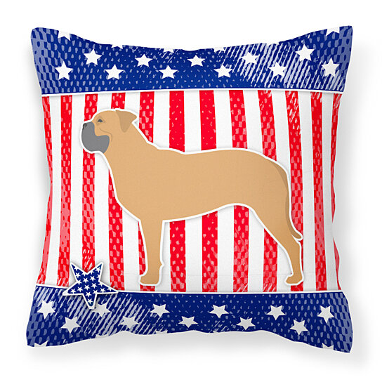 18H x18W Caroline's Treasures BB3371PW1818 USA Patriotic Bullmastiff Fabric Decorative Pillow Multicolor